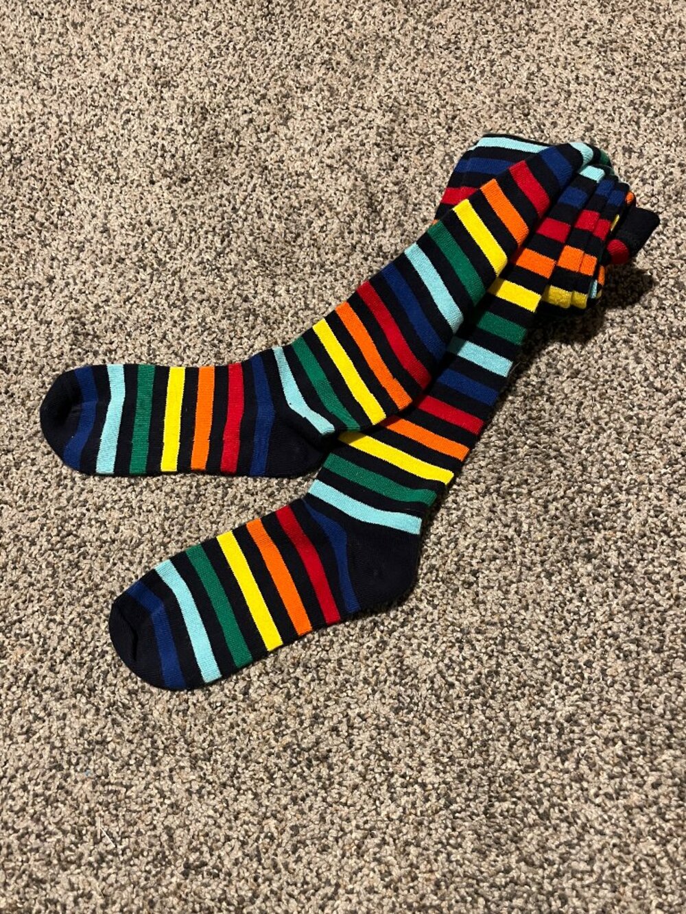Primary Kids Rainbow Tights Size 7-10 Girls Multicolor Striped Cotton Leggings